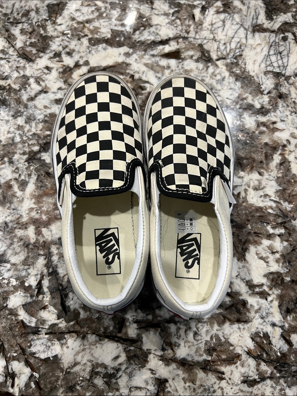 Vans Kids Checkerboard Slip-On Sneakers Black and White